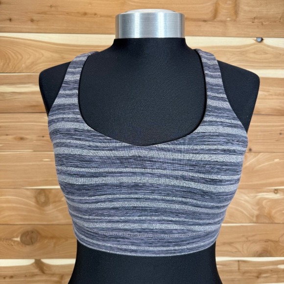lululemon athletica Other - Lululemon Lululemon 50 Reps Sports Bra Gray Striped Racerback Yoga Size 6